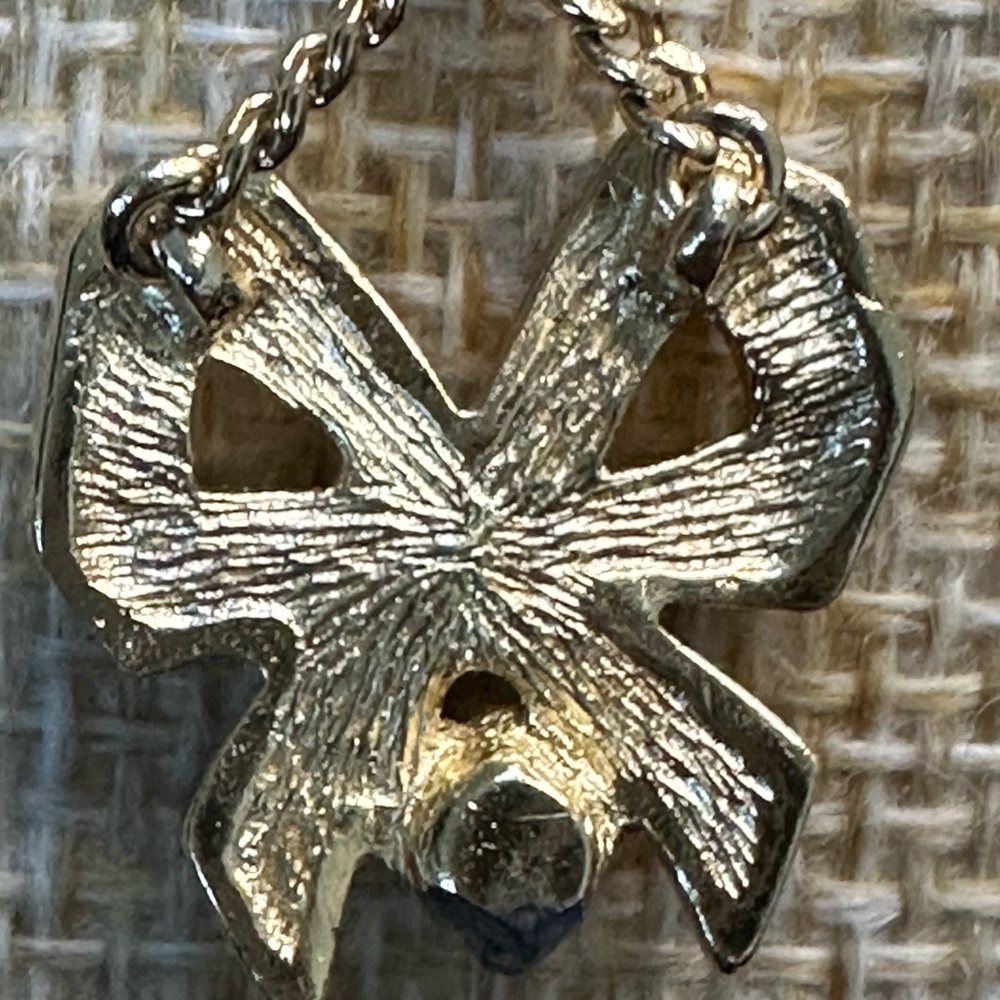 Dior Bow Gold Plated Crystal Necklace EUC Vintage 16-20 in​​ - Picture 7 of 8